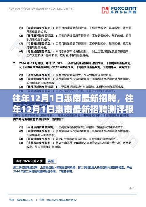 往年12月1日惠南最新招聘及其测评报告概述