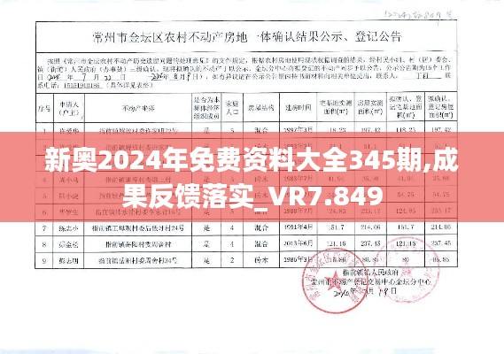 新奥2024年免费资料大全345期,成果反馈落实_VR7.849