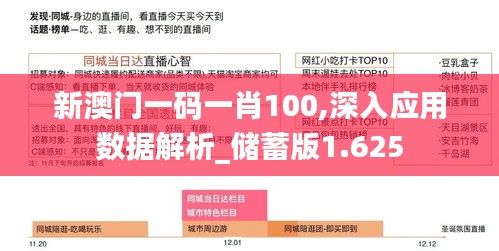新澳门一码一肖100,深入应用数据解析_储蓄版1.625