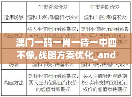 澳门一码一肖一待一中四不像,战略方案优化_android3.339