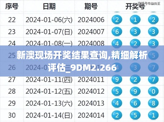 新澳现场开奖结果查询,精细解析评估_9DM2.266