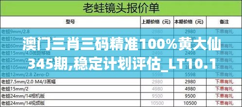 澳门三肖三码精准100%黄大仙345期,稳定计划评估_LT10.167