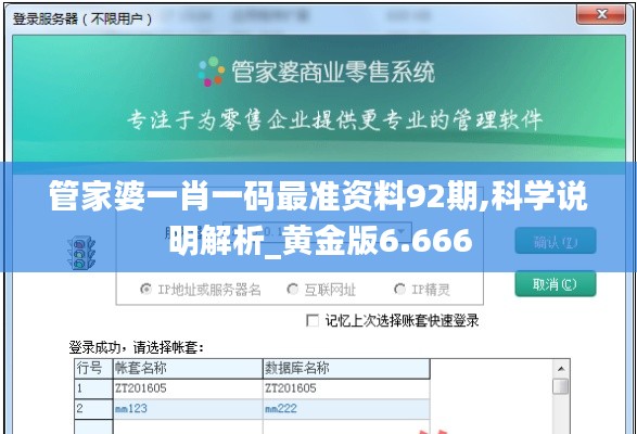 管家婆一肖一码最准资料92期,科学说明解析_黄金版6.666
