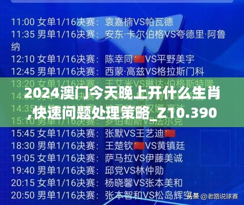 2024澳门今天晚上开什么生肖,快速问题处理策略_Z10.390