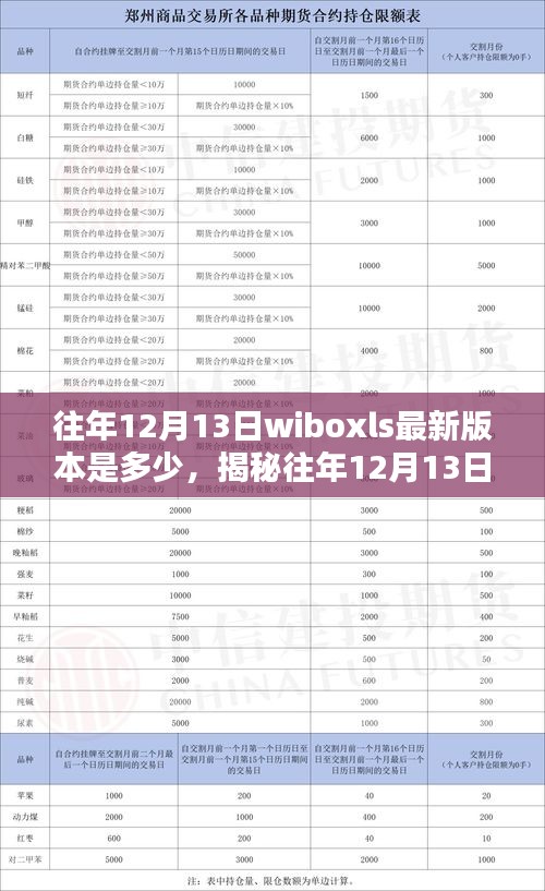揭秘往年12月13日Wiboxls的最新版本及更新动态探索