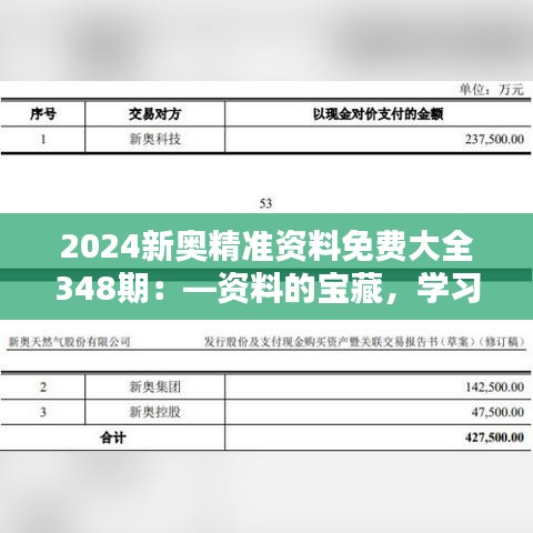 2024新奥精准资料免费大全348期：—资料的宝藏，学习的春天