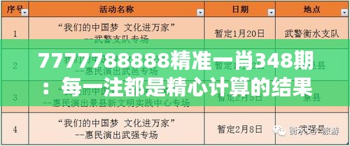 7777788888精准一肖348期：每一注都是精心计算的结果