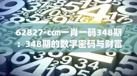 62827·c㎝一肖一码348期：348期的数字密码与财富揭秘