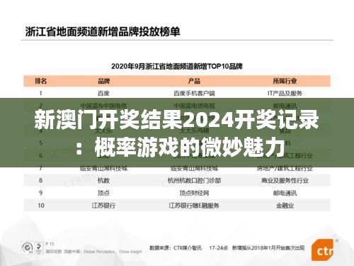新澳门开奖结果2024开奖记录：概率游戏的微妙魅力