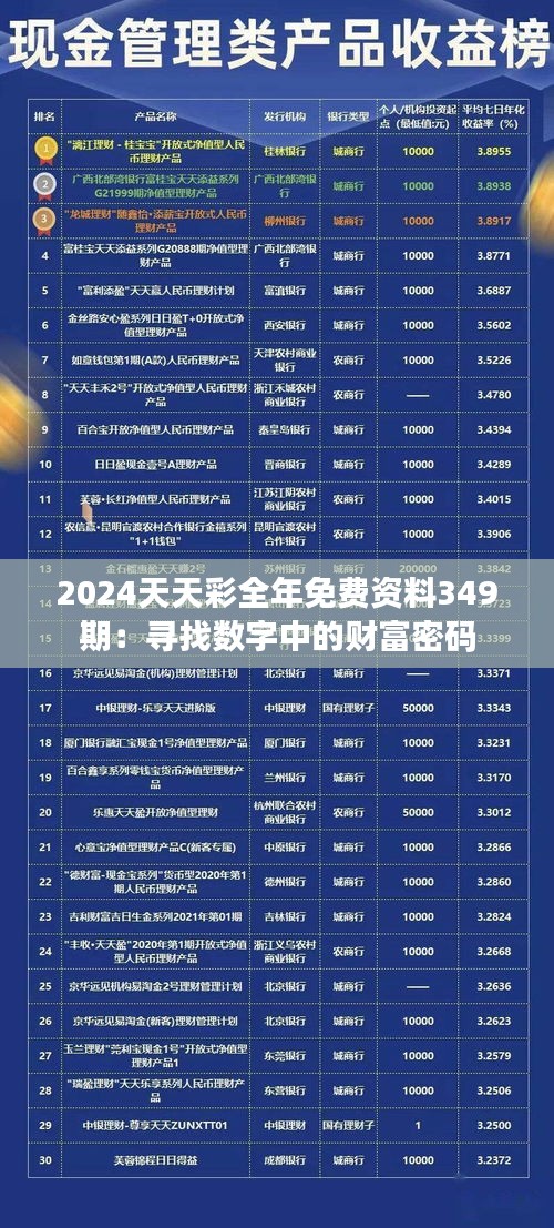 2024天天彩全年免费资料349期：寻找数字中的财富密码