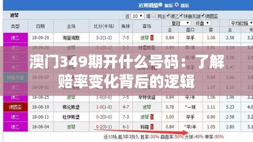 澳门349期开什么号码：了解赔率变化背后的逻辑