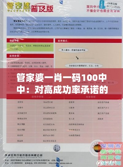 管家婆一肖一码100中中：对高成功率承诺的评估与个人见解