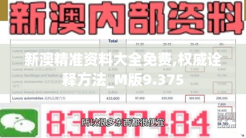 新澳精准资料大全免费,权威诠释方法_M版9.375