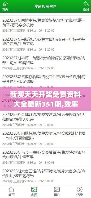 新澳天天开奖免费资料大全最新351期,效率解答解释落实_理财版2.427
