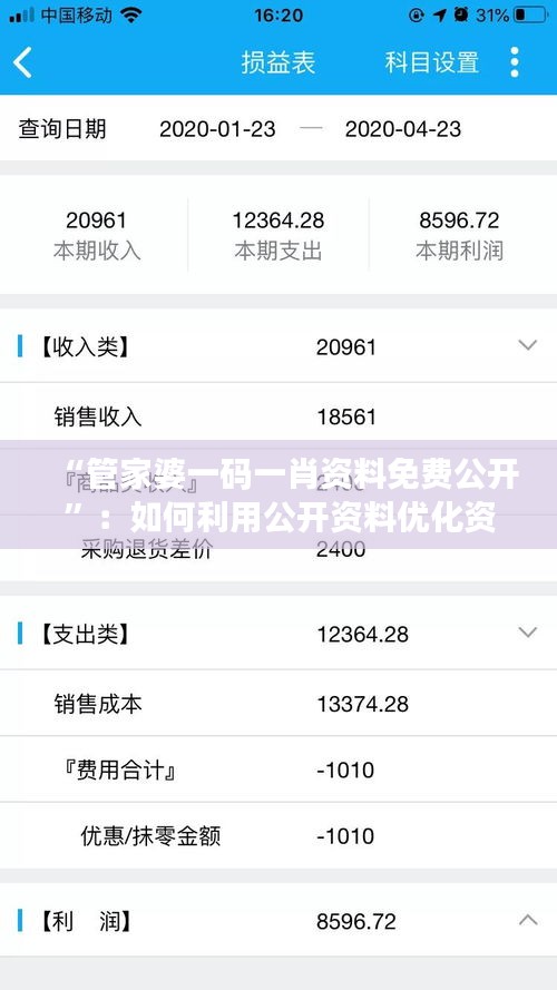 “管家婆一码一肖资料免费公开”：如何利用公开资料优化资产管理