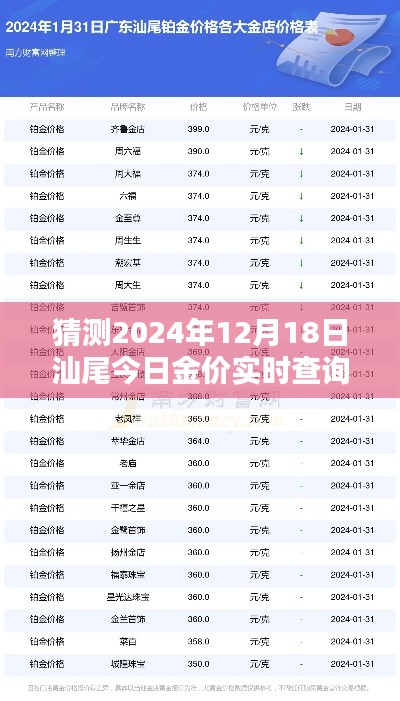 2024年12月18日汕尾今日金价实时查询指南，初学者与进阶用户必备