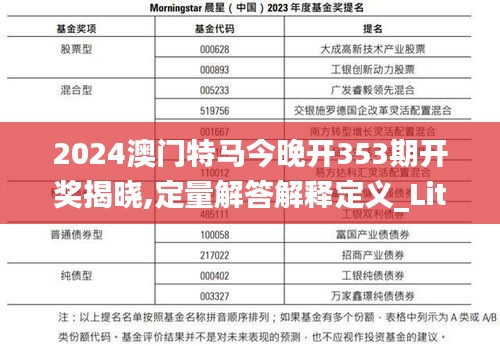 2024澳门特马今晚开353期开奖揭晓,定量解答解释定义_Lite6.229