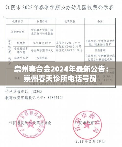 崇州春台会2024年最新公告：崇州春天诊所电话号码 