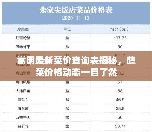 嵩明最新菜价查询表揭秘，蔬菜价格动态一目了然