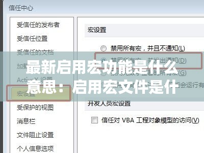 最新启用宏功能是什么意思：启用宏文件是什么意思 