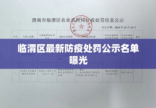 临渭区最新防疫处罚公示名单曝光