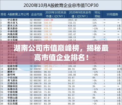 湖南公司市值巅峰榜，揭秘最高市值企业排名！