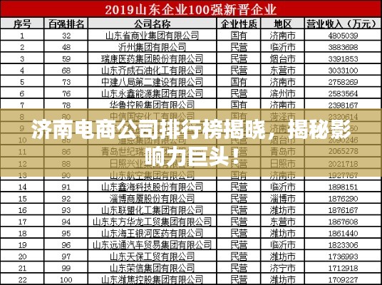 济南电商公司排行榜揭晓，揭秘影响力巨头！