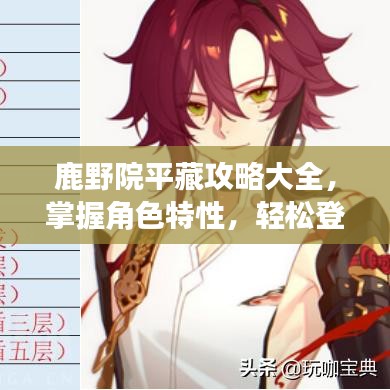 鹿野院平藏攻略大全，掌握角色特性，轻松登顶顶尖玩家之路