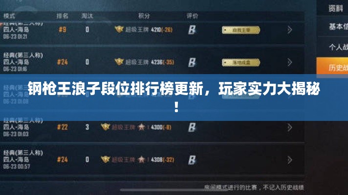 钢枪王浪子段位排行榜更新，玩家实力大揭秘！
