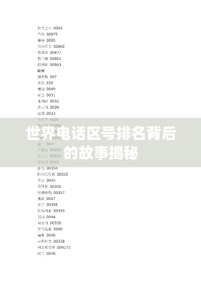 世界电话区号排名背后的故事揭秘