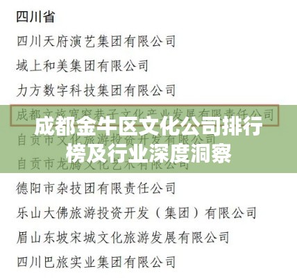 成都金牛区文化公司排行榜及行业深度洞察