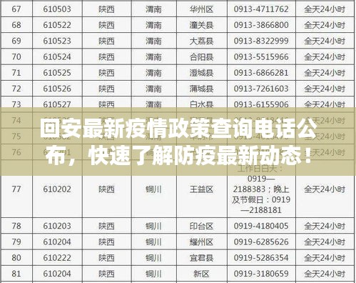 回安最新疫情政策查询电话公布，快速了解防疫最新动态！