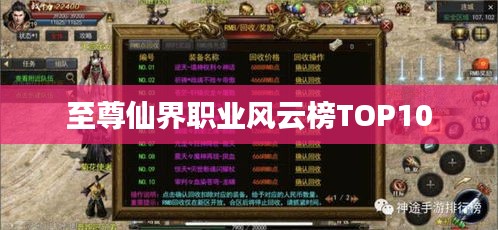至尊仙界职业风云榜TOP10