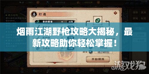 烟雨江湖野枪攻略大揭秘，最新攻略助你轻松掌握！