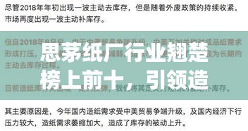 思茅纸厂行业翘楚榜上前十，引领造纸业未来发展