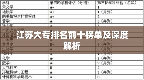 江苏大专排名前十榜单及深度解析
