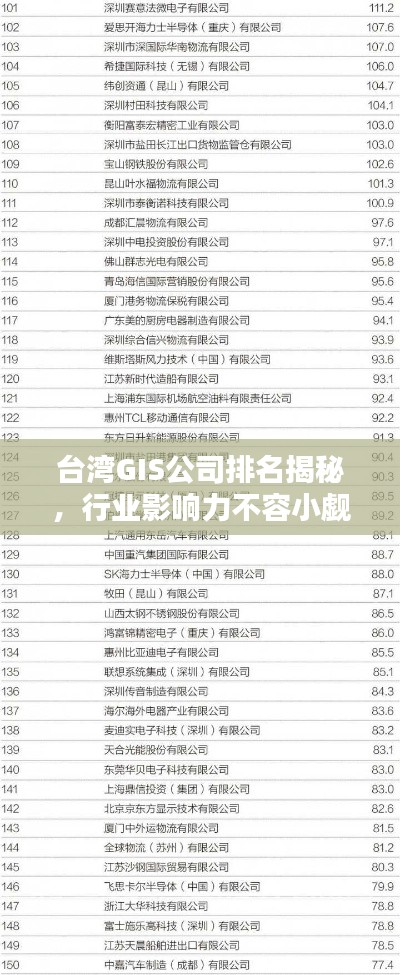 台湾GIS公司排名揭秘，行业影响力不容小觑