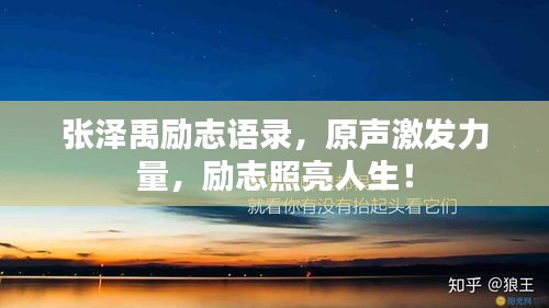张泽禹励志语录，原声激发力量，励志照亮人生！