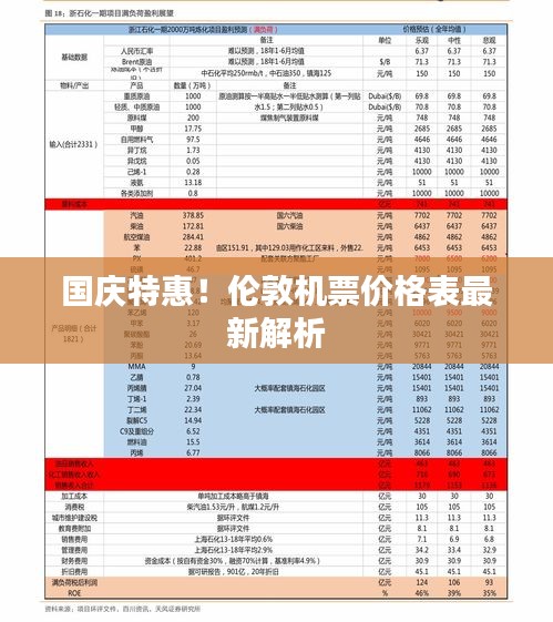国庆特惠！伦敦机票价格表最新解析
