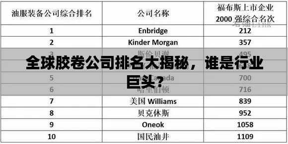 全球胶卷公司排名大揭秘，谁是行业巨头？