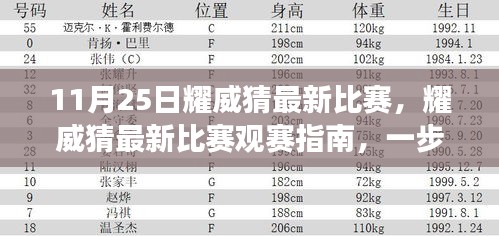 耀威猜最新比赛观赛指南，亲历赛场激情，11月25日比赛全解析