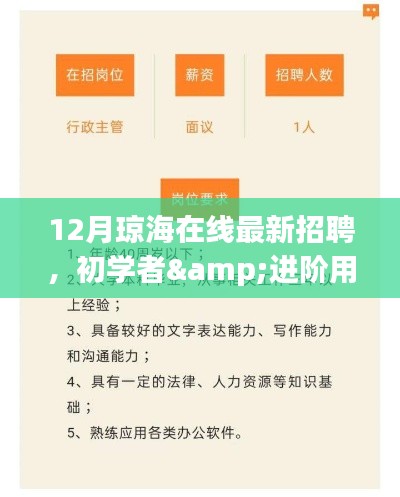 12月琼海在线招聘大全，初学者与进阶用户求职步骤指南