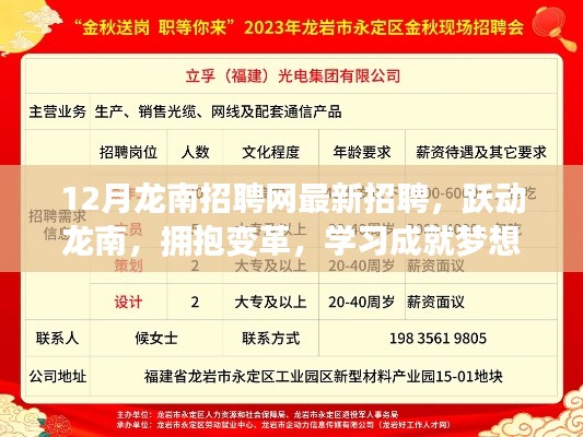 跃动龙南，梦想启航，最新招聘点燃激情，学习成就未来