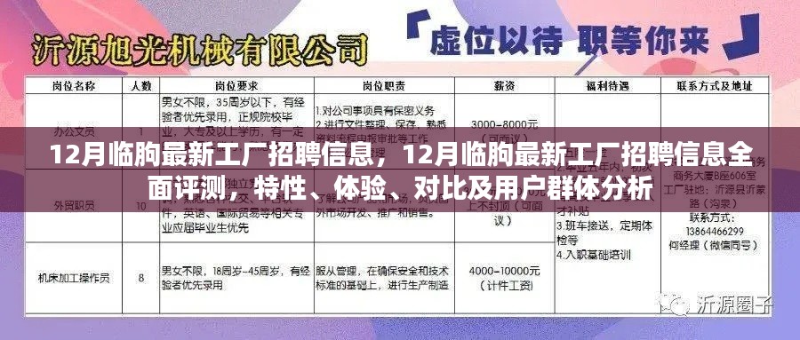 12月临朐最新工厂招聘信息全面解析，特性、体验、对比及用户群体深度分析