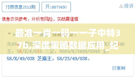 最准一肖一码一一子中特37b,深度策略数据应用_纪念版8.644