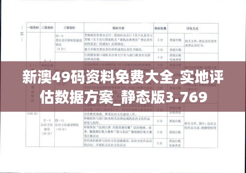 新澳49码资料免费大全,实地评估数据方案_静态版3.769