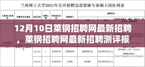 莱钢招聘网最新测评报告，深度解析产品特性与用户体验体验，12月最新招聘动态速递