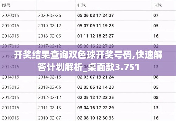 开奖结果查询双色球开奖号码,快速解答计划解析_桌面款3.751