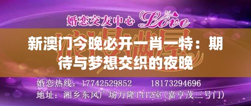 新澳门今晚必开一肖一特：期待与梦想交织的夜晚