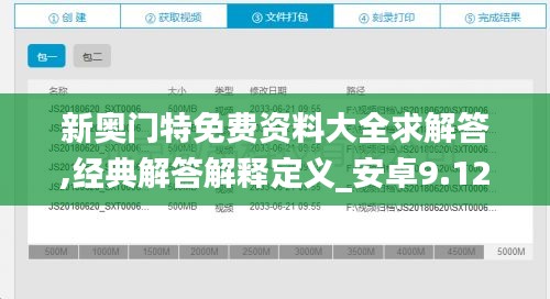新奥门特免费资料大全求解答,经典解答解释定义_安卓9.121